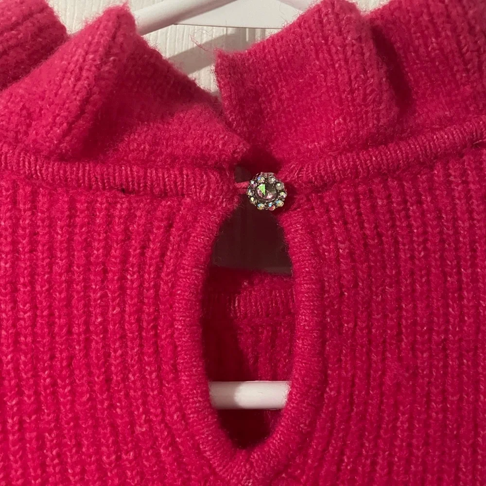NWT Ted Baker London Pippalee Frill Detail Bright Pink Sweater